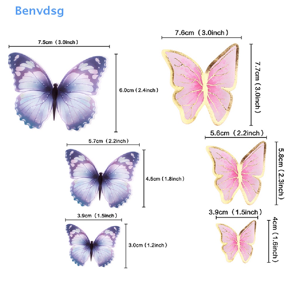 1 Set Que Cắm Trang Trí Bánh Kem Hình Bướm