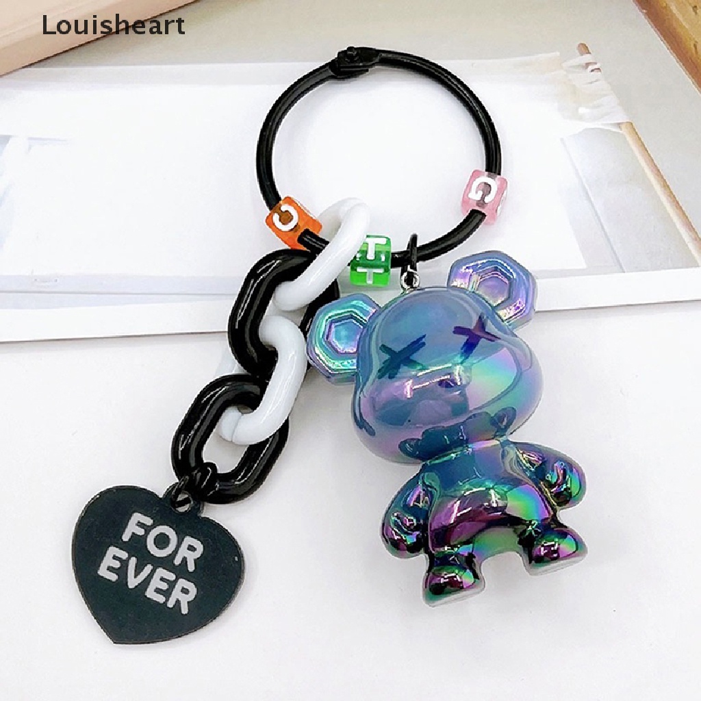 Louisheart Móc Khóa acrylic Hình Gấu Mạ Điện Đính Ngọc Trai Trang Trí Túi Xách Cho Nam Và Nữ TFG