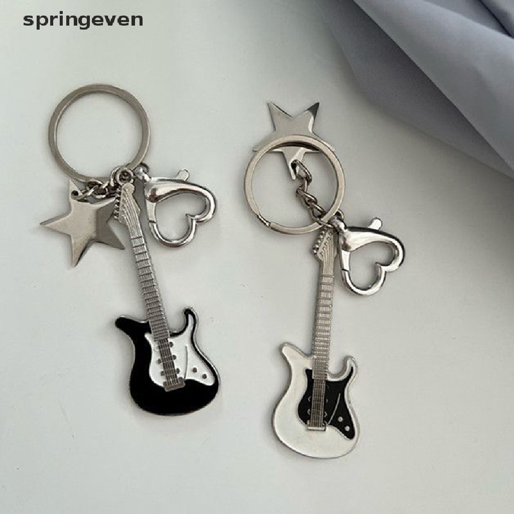 Móc Khóa Mặt Hình Đàn Guitar Y2k / Ngôi Sao / Trái Tim Thời Trang Vintage Ngọt Ngào Cho Nữ