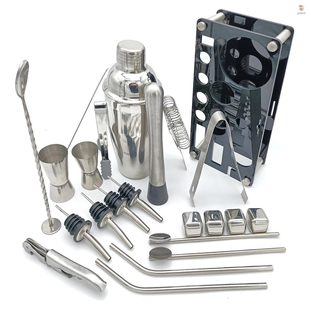 Bộ Dụng Cụ Pha Chế Cocktail 23 Món Bằng Thép Không Gỉ Chuyên Dụng