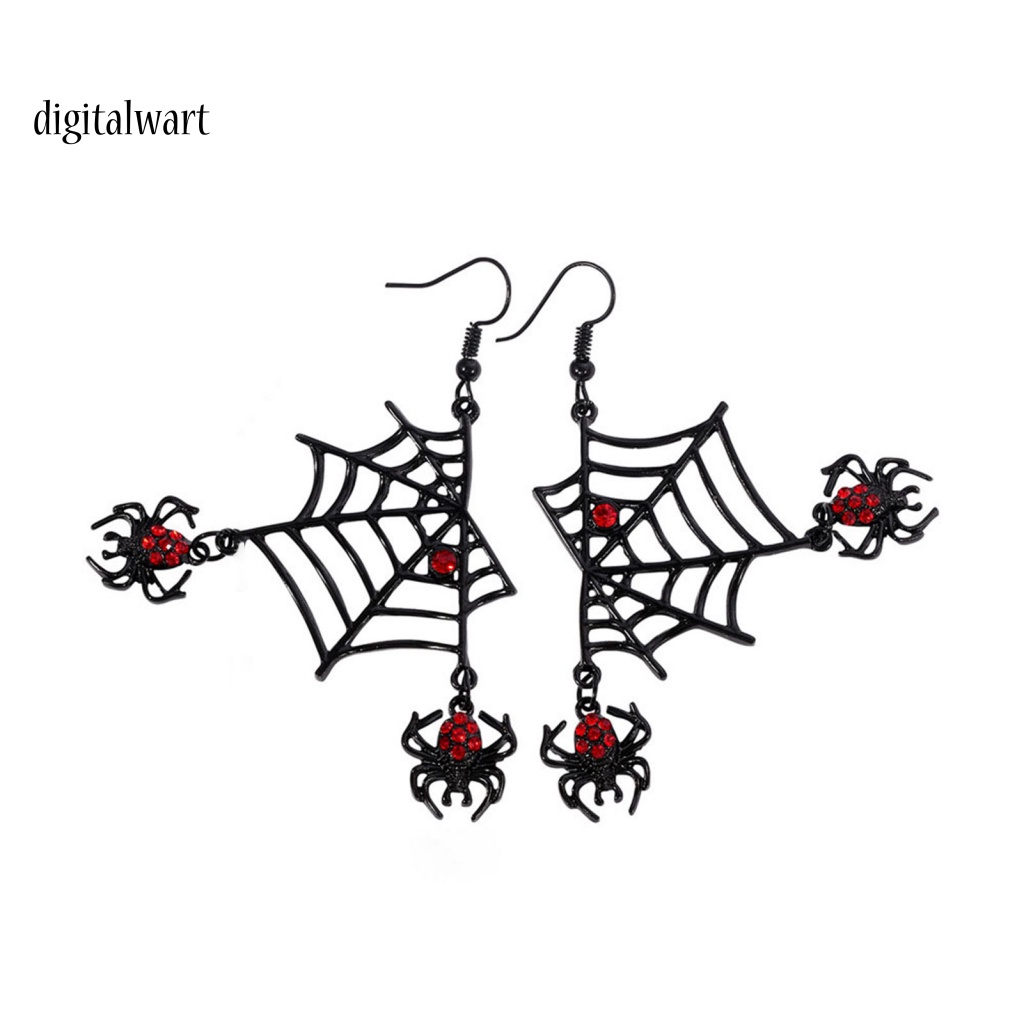 Kỹ Thuật Số| Bộ Vòng cổ + Bông Tai Hình Nhện Đính Đá Đỏ Phong Cách Gothic Punk Cho Nữ