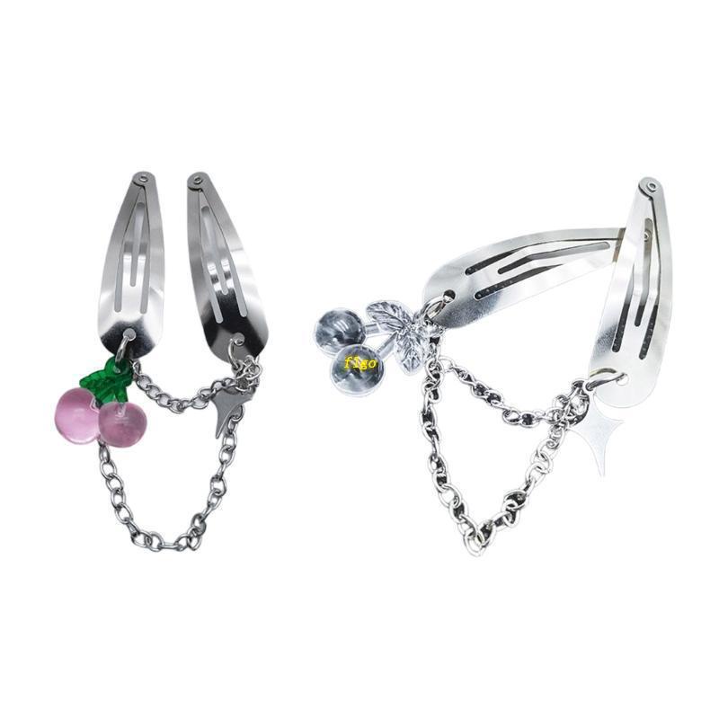 Kẹp Tóc Kim Loại Chống Trượt Hình Quả Cherry Thanh Lịch Dành Cho Nữ