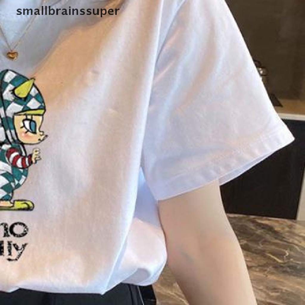 Áo Thun Ngắn Tay Dáng Rộng In Hoạt Hình Đơn Giản Kiểu Đường Phố Cho Nữ