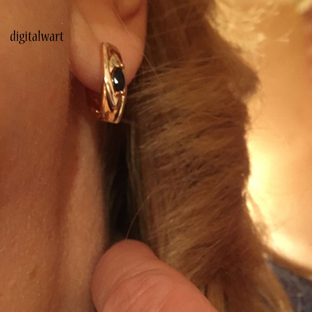 Kỹ Thuật Số| 1 Đôi Bông Tai Tròn Đính Đá Zirconia Màu Xanh Dương Thoải Mái Dễ Mang Trang Sức Thanh Lịch Dành Cho Bạn Nữ