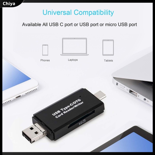 Đầu Đọc Thẻ Nhớ Usb Type-c + Micro Usb + Usb 2.0 Otg 3 Trong 1 Thông Dụng Cho Android