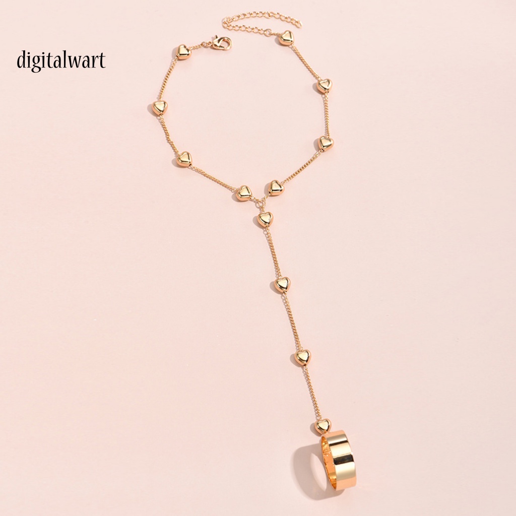 Kỹ Thuật Số| Bộ Trang Sức Nhẫn / Vòng Đeo Tay Bằng Hợp Kim Màu Trơn Hình Trái Tim Xinh Xắn Cho Nữ