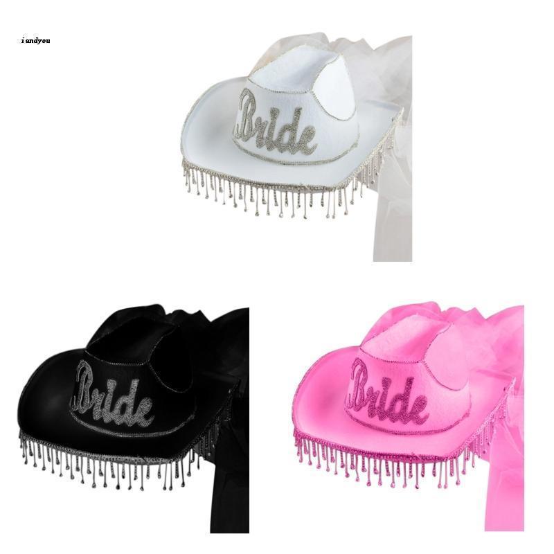 ✿ Mũ Cao Bồi Đính Đá Che Mặt Cho Cô Dâu Ngày Cưới