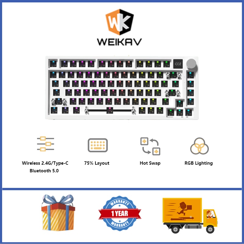 Bàn Phím Cơ WEIKAV WK75 75% Không Dây Kèm Núm Vặn