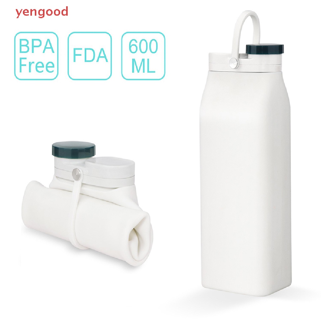 Bình Nước Silicone 600ml Có Thể Gấp Gọn Tiện Dụng Mang Theo Du Lịch