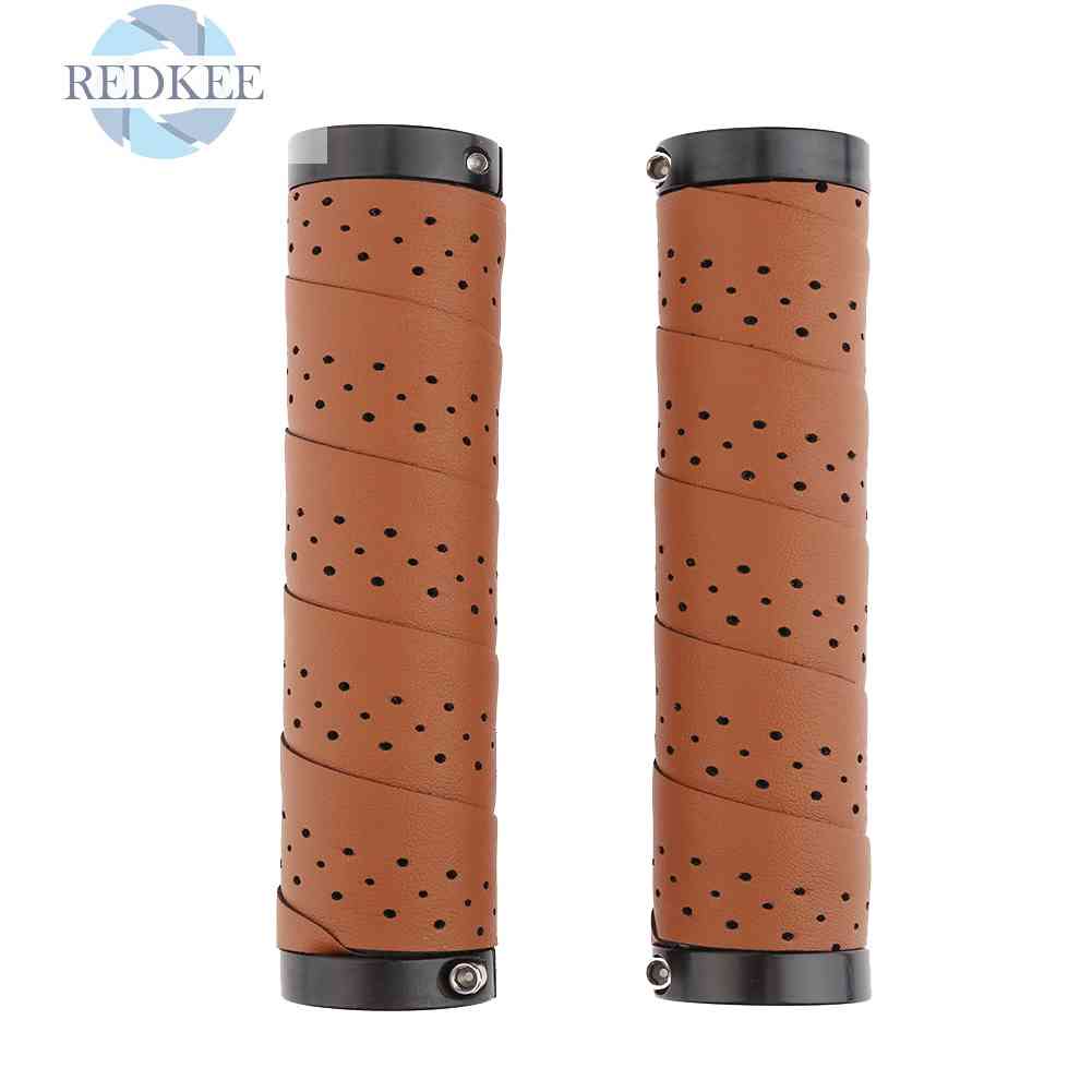 Set 2 Bọc Tay Lái Xe Đạp Bằng Da Chống Trượt Phong Cách Vintage