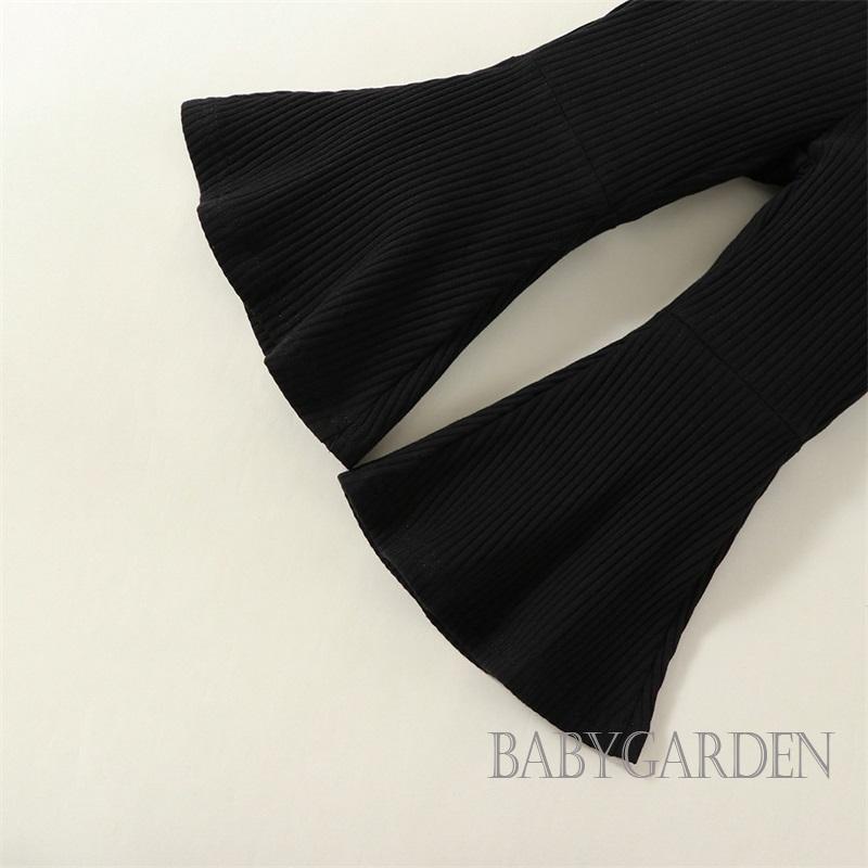 Bộ Áo Croptop Hai Dây + Quần Ống Loe Màu Trơn Xinh Xắn Cho Bé Gái 6 Tháng-3 Tuổi