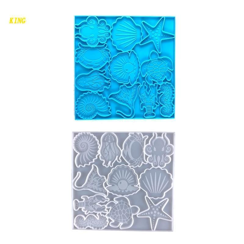 Khuôn Silicon Làm Móc Khóa Thủ Công DIY Hình Động Vật Biển Hoạt Hình Đáng Yêu