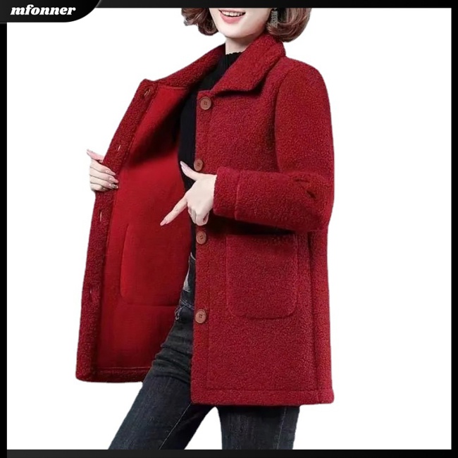 Áo Khoác Dáng Rộng Cỡ Lớn Màu Sắc Đơn Giản Ấm Áp Cho Nữ