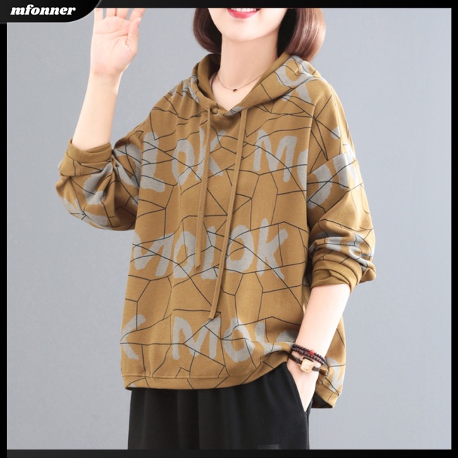 Áo Hoodie Dáng Rộng In Chữ Phong Cách Retro Cá Tính Cho Nữ