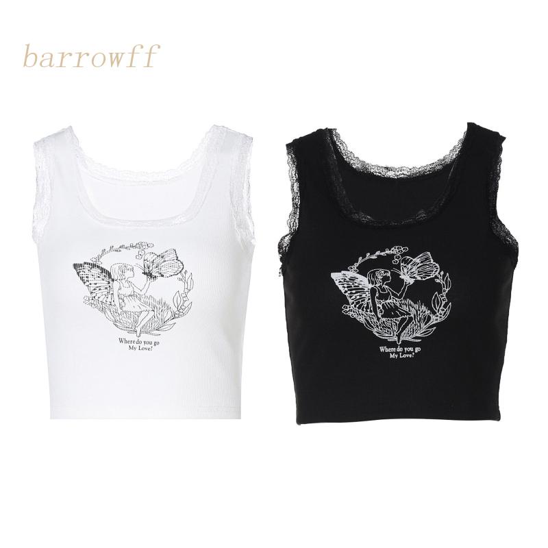 Brroa Áo Crop Top Không Tay Cổ Xẻ Có Gân Cơ Bản Dành Cho Nữ Vào Mùa Hè