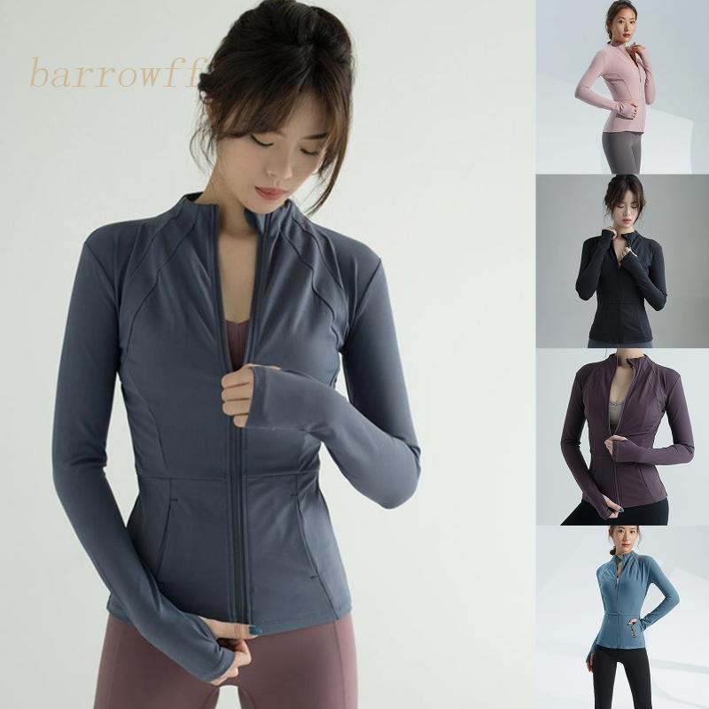 Brroa Áo Khoác Thể Thao Dài Tay Có Khóa Kéo Toàn Diện Mau Khô Cho Nữ