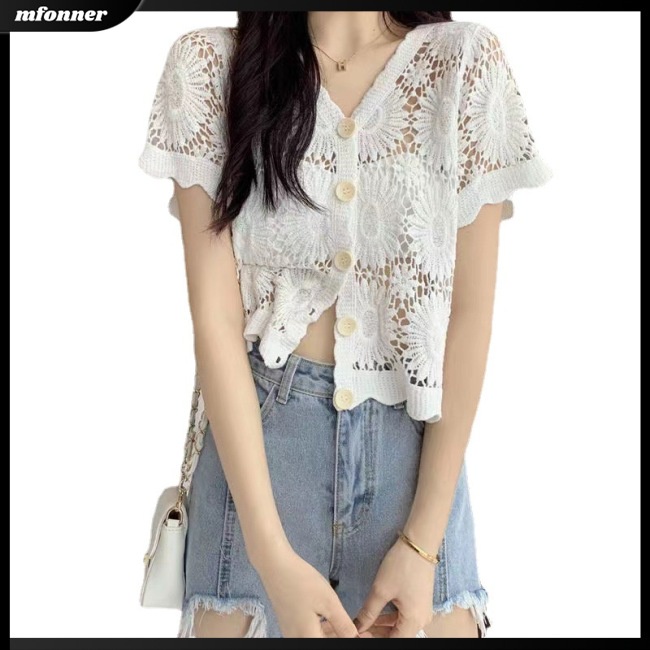 Áo Cardigan Dệt Kim Cổ Chữ V Tay Ngắn Dáng Ôm Thời Trang Dành Cho Nữ