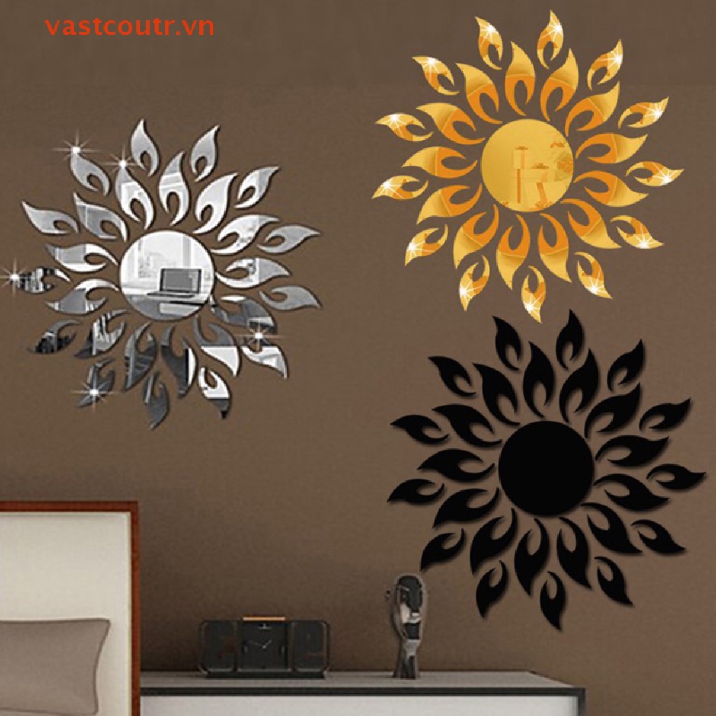 Đề Can 3D Hình Mặt Trời Tráng Gương Bằng Acrylic Dùng Để Trang Trí Nhà