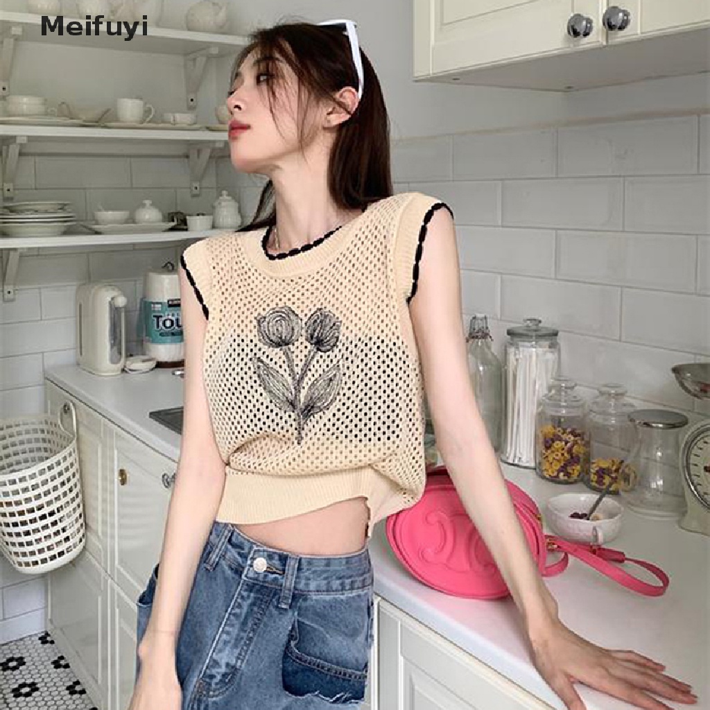 Áo Dệt Kim Hai Dây Dáng Rộng Khoét Lỗ Họa Tiết Hoa Thời Trang Mùa Hè Cổ Điển Cho Nữ