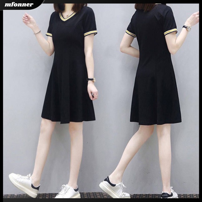 Đầm Midi Tay Ngắn Dáng Rộng Màu Sắc Tinh Khiết Thời Trang Mùa Hè Xinh Xắn Cho Nữ