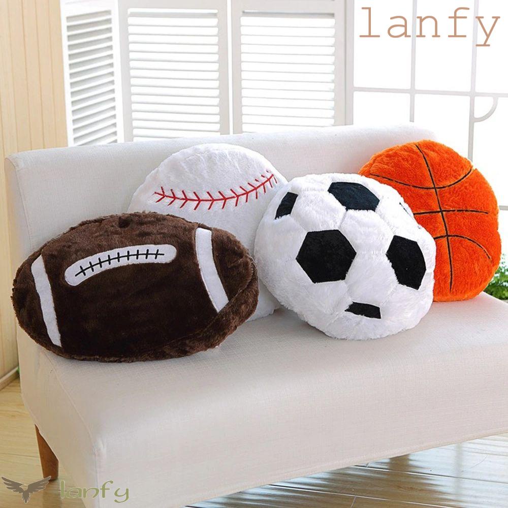 Lanfy Gối Đồ Chơi Nhồi Bông Hình Quả Bóng Đá / Bóng Rổ Sáng Tạo Trang Trí Phòng Khách / Ngủ Trưa