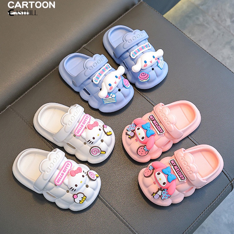 SANRIO Dép Đi Biển Chống Trượt Họa Tiết Hoạt Hình MyMelody Cinnamoroll Kuromi Cho Bé