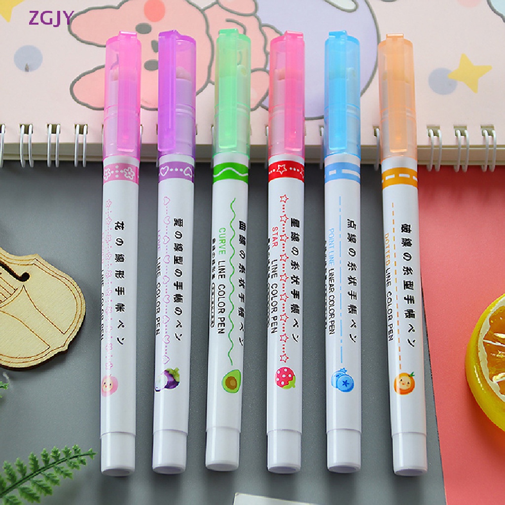 Bút Đánh Dấu Đường Cong 6 Màu Pastel Trang Trí Nghệ Thuật Cho Vẽ