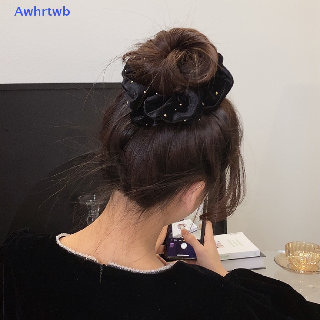 Dây Cột Tóc Nơ Vải Nhung Đen Cỡ Lớn Phong Cách Vintage Cho Nữ Mới