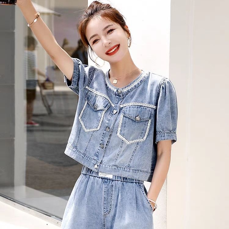 Set Đồ Thời Trang Mùa Hè Hai Món Tay Cộc Kích Thước Lớn Phong Cách Phương Tây Dễ Thương Cho Nữ