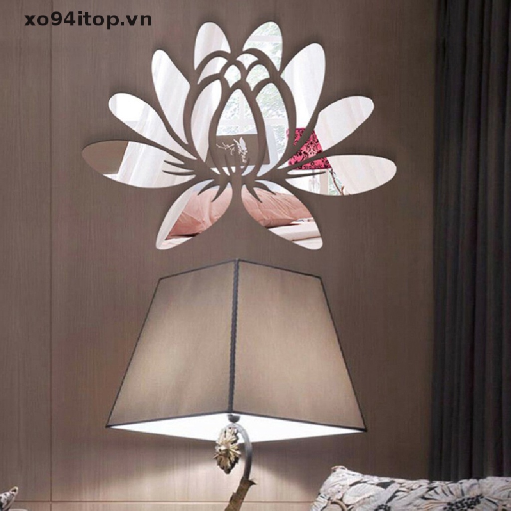 Đề Can Acrylic Hình Hoa Sen 3D Tráng Gương Dùng Để Trang Trí Nhà DIY