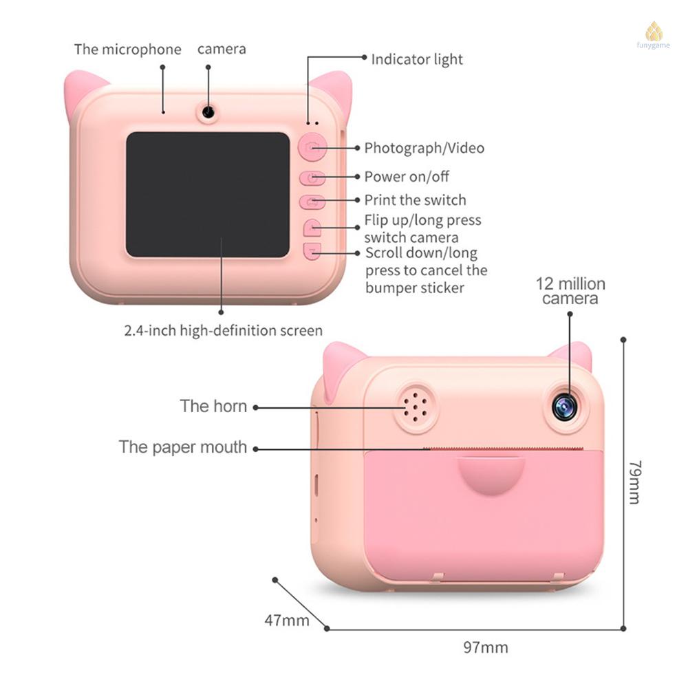 Máy Ảnh Kỹ Thuật Số 1080P Màn Hình LCD 12MP 2.4 Inch Tích Hợp Pin 32GB TF Dễ Thương Cho Trẻ Em