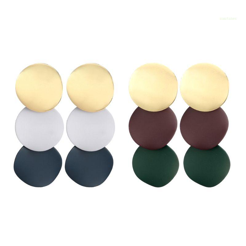 Bông Tai Tròn Bằng Kim Loại Nhiều Màu Thời Trang Cho Nữ