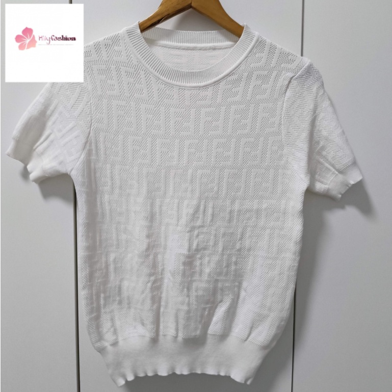 Áo dệt kim tay ngắn thời trang cho nữ