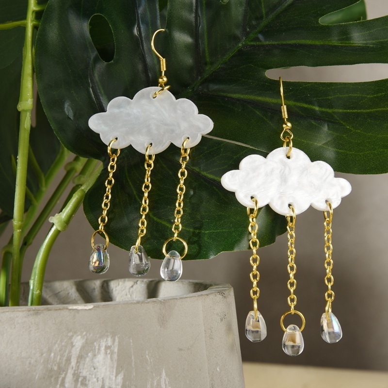 Bông Tai Hình Đám Mây / Giọt Nước Bằng Acrylic Thời Trang Tinh Tế Cho Nữ