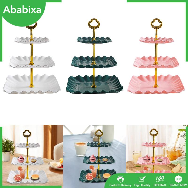 Giá Đỡ Bánh Cupcake 3 Tầng Có Tay Cầm Trưng Bày Trái Cây / Món Tráng Miệng Trang Trí Bàn Tiệc Cưới