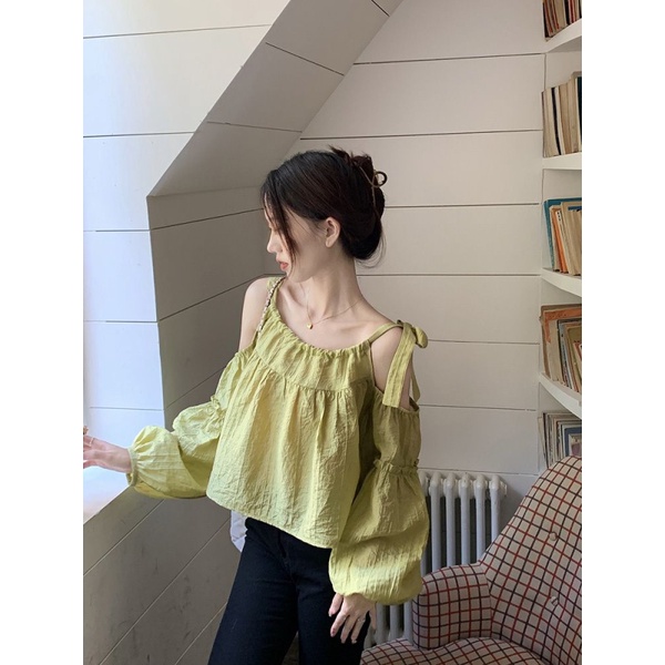 Áo kiểu NZN trễ vai tay dài phồng thời trang cho nữ