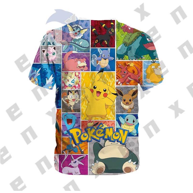 Áo Thun Tay Ngắn In Hình Pikachu 3D Dễ Thương Thời Trang Mùa Hè Cho Bé