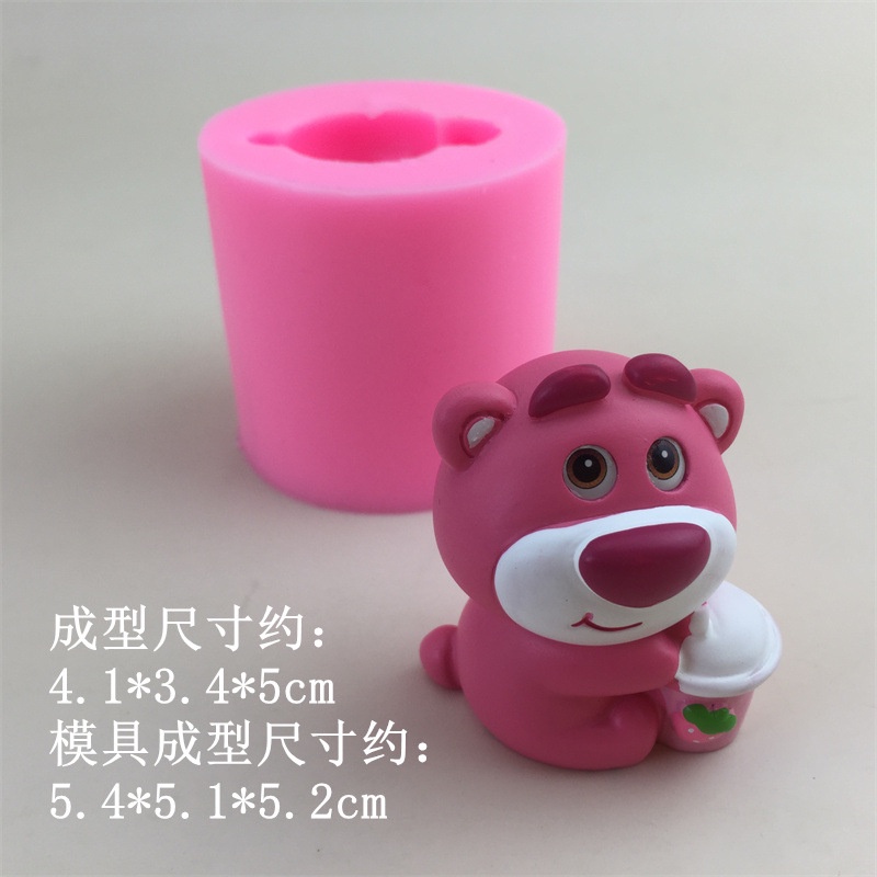 Khuôn silicone Khuếch Tán Tinh Dầu Hình Gấu / Dâu Tây Ba Chiều Trang Trí Xe Hơi