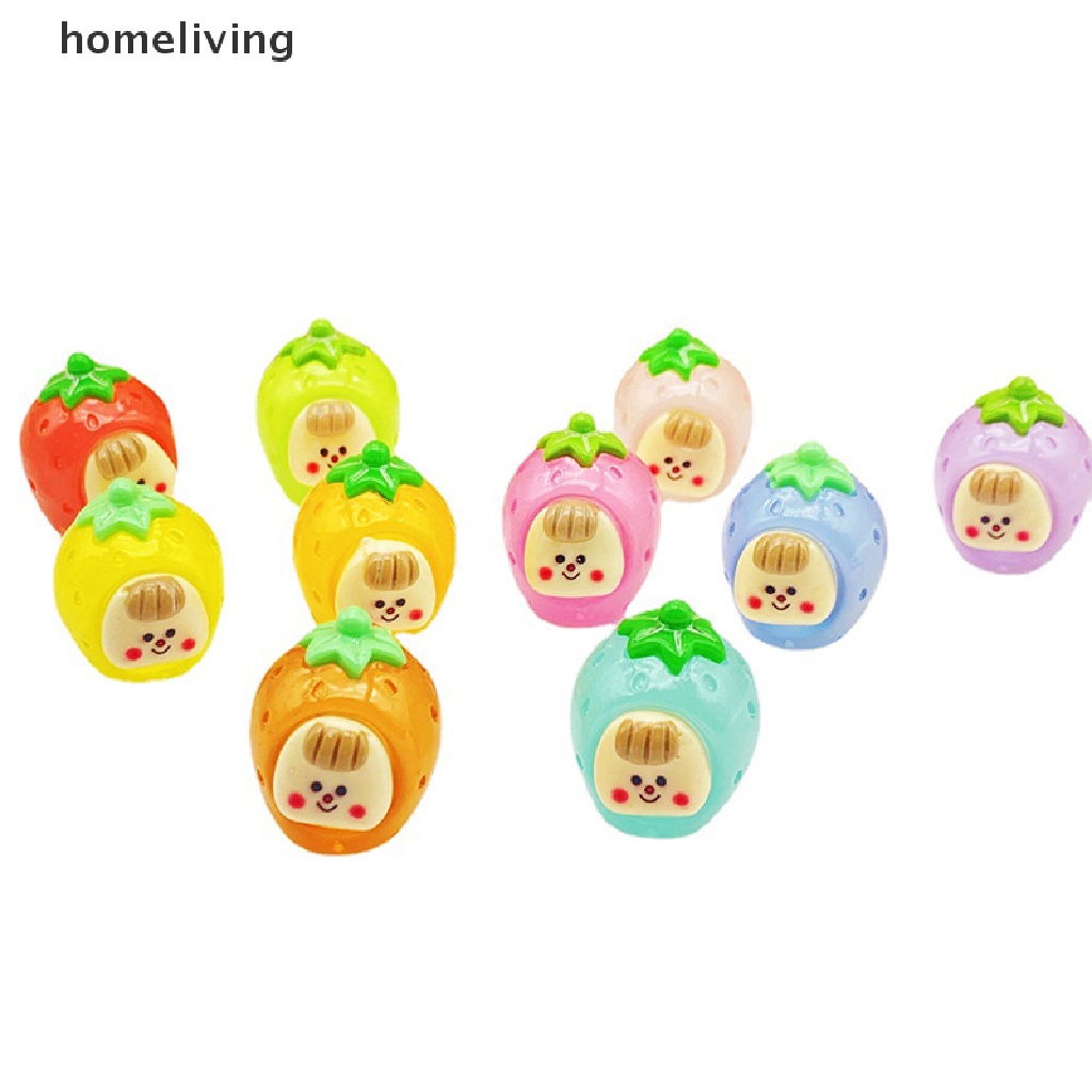 Bộ 2 Đồ trang trí Trái Dâu Hoạt Hình Phát Sáng Dùng Trang Trí Tiểu Cảnh