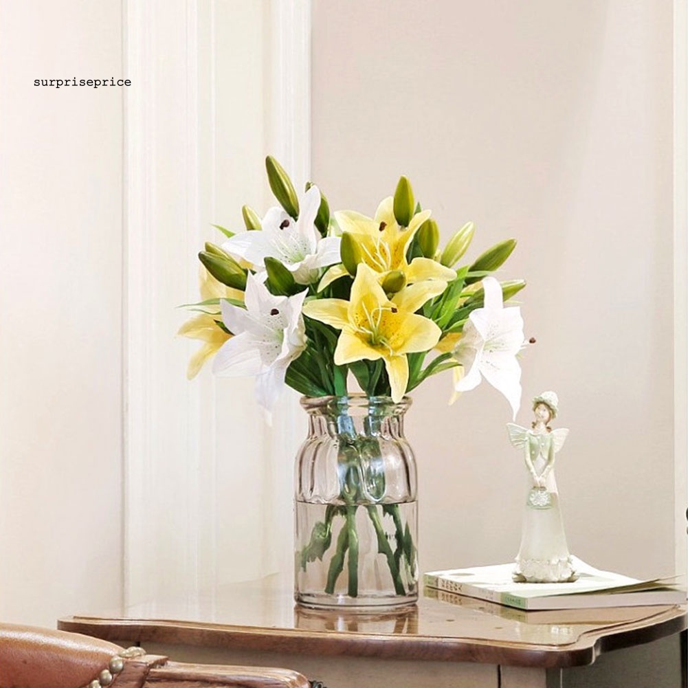 1 Cành Hoa Lily Nhân Tạo Trang Trí Nhà Ở, Văn Phòng, Tiệc Cưới