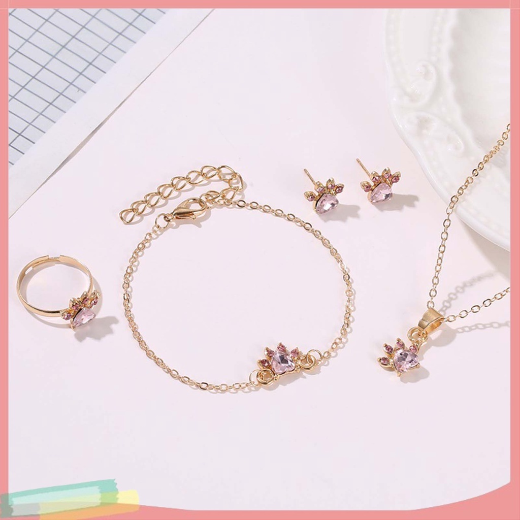 1 Bộ Trang Sức Vòng Cổ Nhẫn Bông Tai Vòng Tay Bằng Hợp Kim Chống Dị Ứng