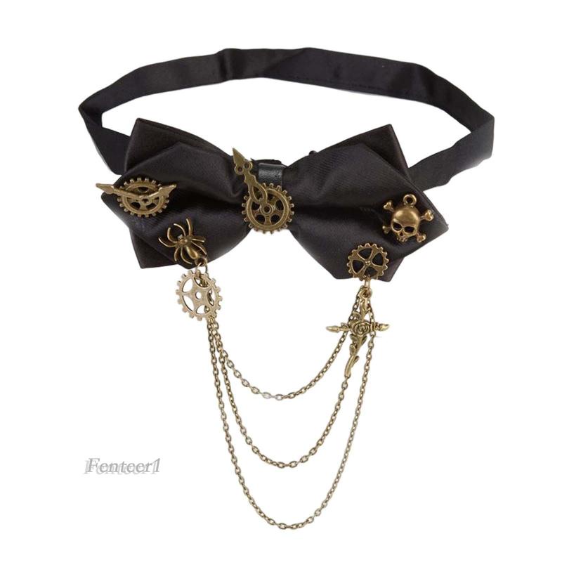 [Fenteer1] Vòng Cổ Choker Punk Với Dây Xích Bánh Răng Thoải Mái Màu Đen Cho Bạn Gái