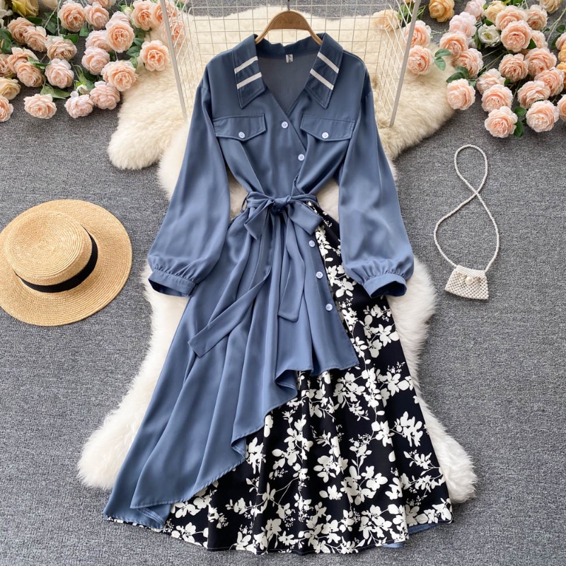 Đầm Dài Dáng Rộng In Họa Tiết Phong Cách Cổ Điển Thời Trang Xuân Thu Xinh Xắn Cho Nữ