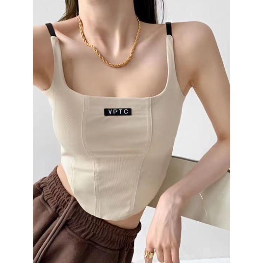 Áo Hai Dây In Chữ Phong Cách Pháp Thời Trang Mùa Hè Quyến Rũ Cho Nữ