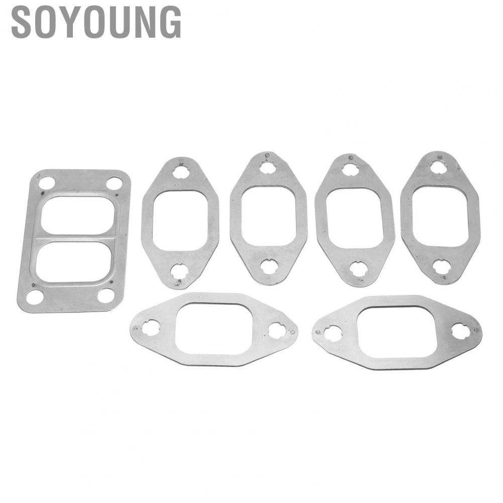 Soyoung Exhaust Manifold Tube Gasket  Set Strong Sealing Thermal Conduction Metal Alloy for Car