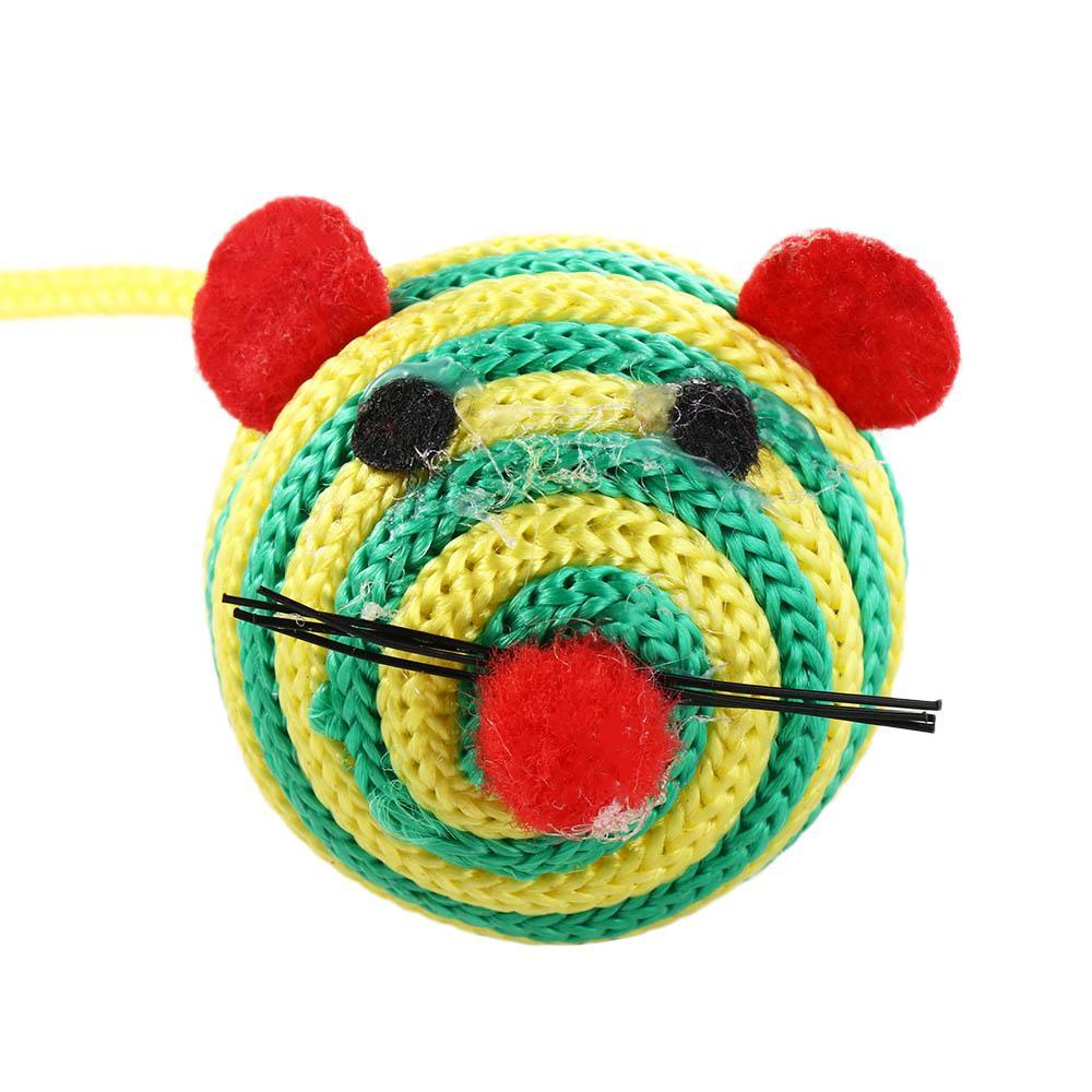 Đồ Chơi Chuột Giả Bằng Dây Nylon Màu Sắc Tương Tác Với Mèo Cưng AARON1