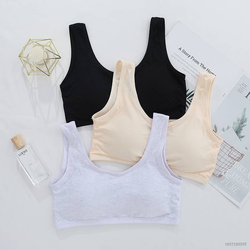 Mới Áo Ngực Màu Trơn Không Gọng Thép Cố Định Chống Ánh Sáng Dành Cho Nữ Sinh Trung Học / Tuổi Teen