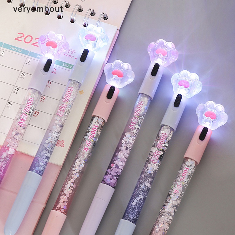 Bút Mực Gel Hình Chân Mèo Có Đèn Led Dễ Thương
