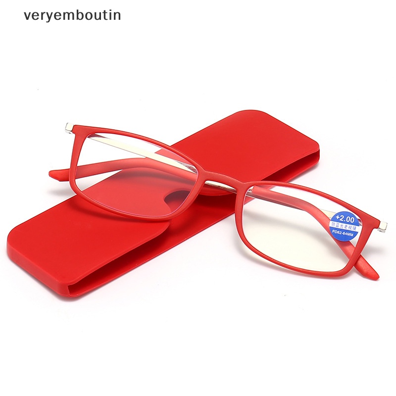 Mắt Kính Đọc Sách Gọng Đen Siêu Mỏng Chống Ánh Sáng Xanh Chất Lượng Cao Kèm Hộp Đựng Cho Điện Thoại