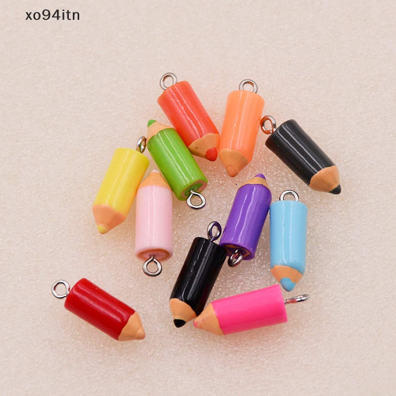 Tn Set 10 Mặt Vòng cổ / Bông Tai DIY Hình Bút Chì Màu Bằng Nhựa Resin Thời Trang